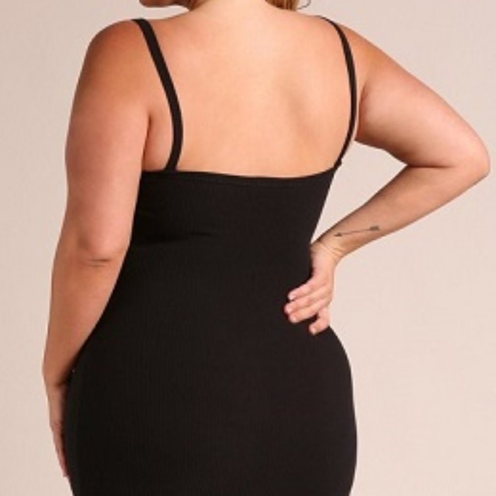 Mini Dress with self tie sash in Black - Picture 2 of 8